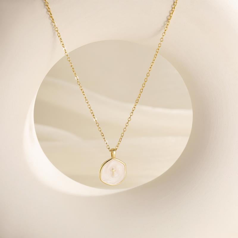 🔥LAST DAY 49% OFF🔥 14K Gold Plated Cross Necklace for Women - Dainty Simple 14k Gold Plated Cross Pendant with Cubic Zirconia Gem