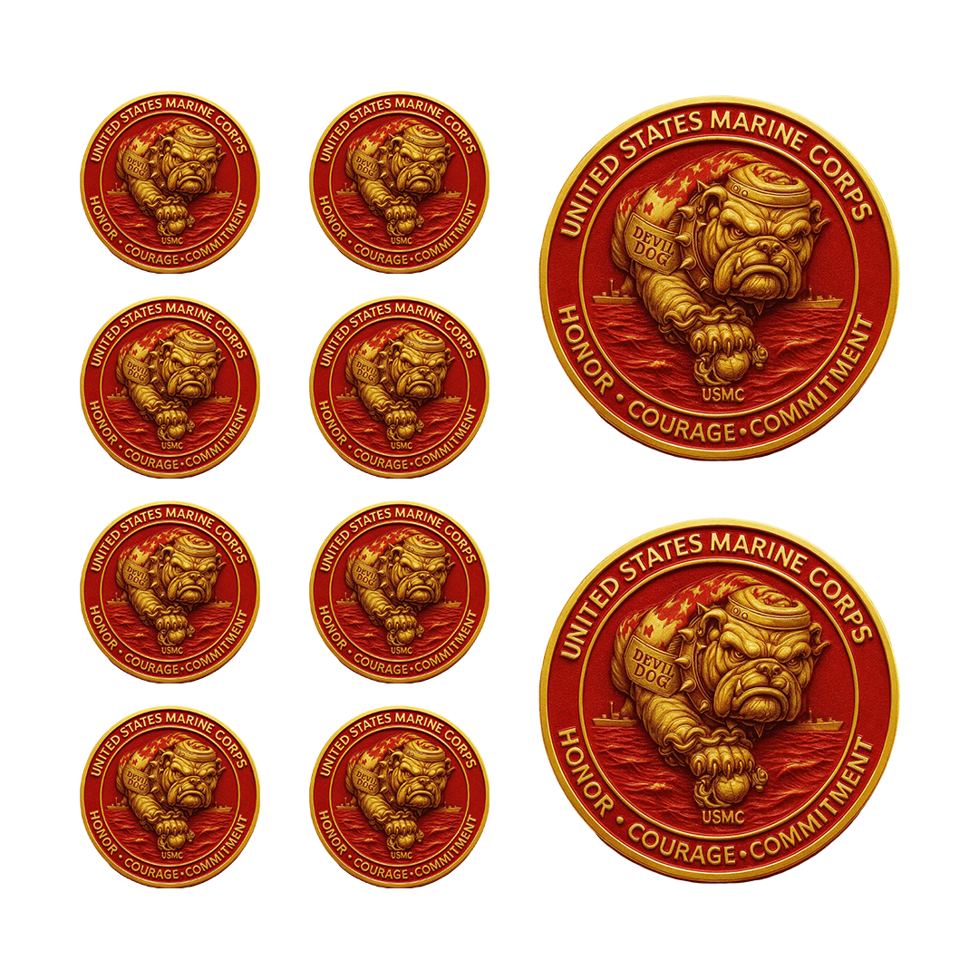 USMC Scarlet & Gold Devil Dog Coin