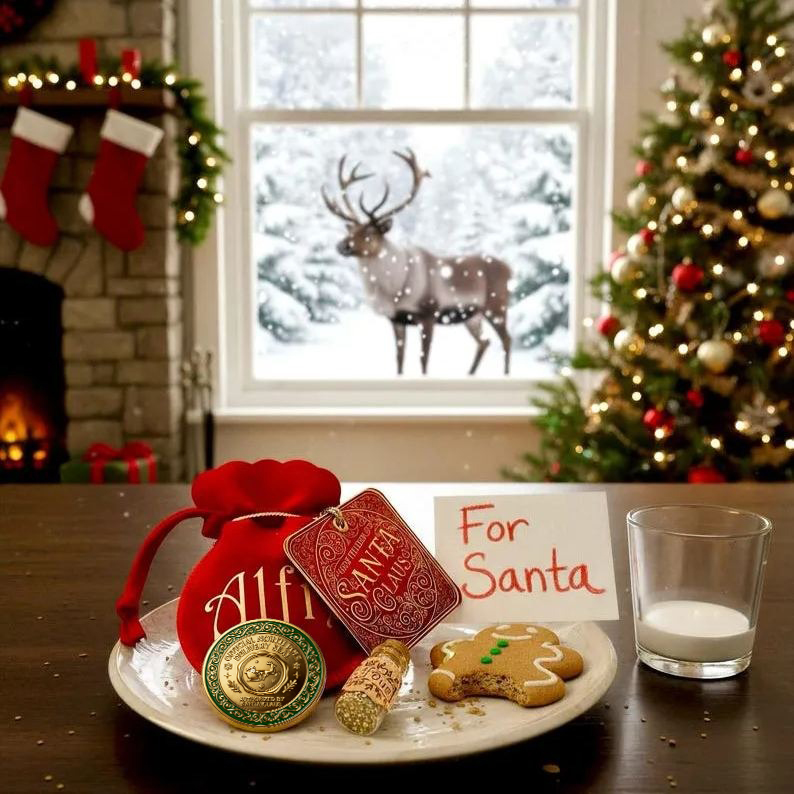 🎄🎄🎄🎄Santa’s Gold ‘Milk & Cookies’ Coin — A Christmas Thank-You Keepsake🎅🎄