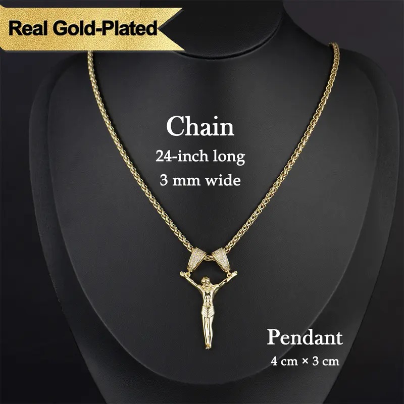 ✝ Holylegend 14K Real Gold-Plated Jesus Christ Pendant Necklace ✝