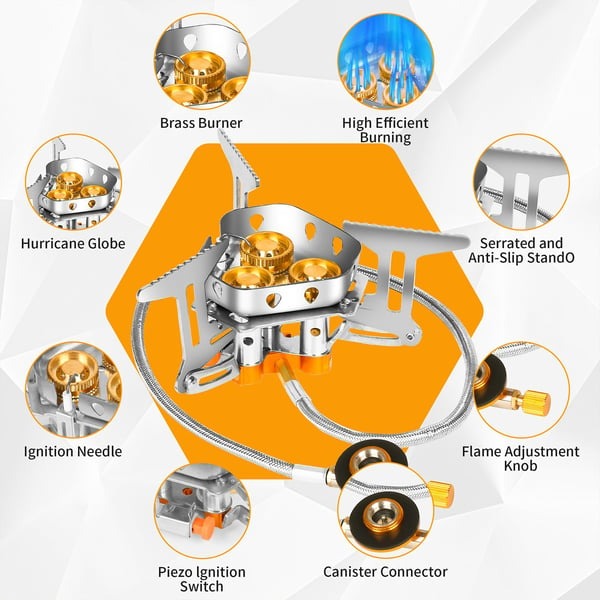 🔥LAST DAY 49% OFF🌟9900W/7200W Windproof Camping Stove, Camping Gas Stove with Piezo Ignition