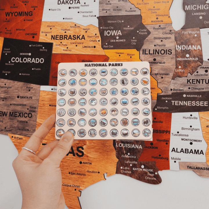 The United States  Wooden Map Puzzle Full Packed (Made in USA)