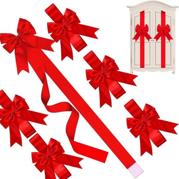 🎅 Early Christmas Sale 🎅🎄 Red Christmas Cabinet Ribbons & Bows