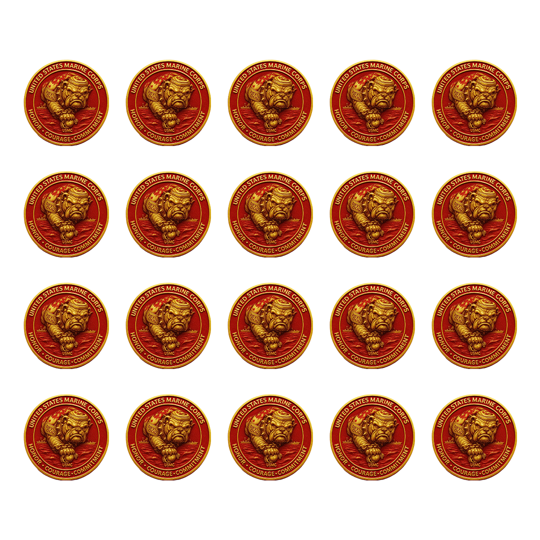 USMC Scarlet & Gold Devil Dog Coin