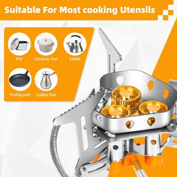 🔥LAST DAY 49% OFF🌟9900W/7200W Windproof Camping Stove, Camping Gas Stove with Piezo Ignition