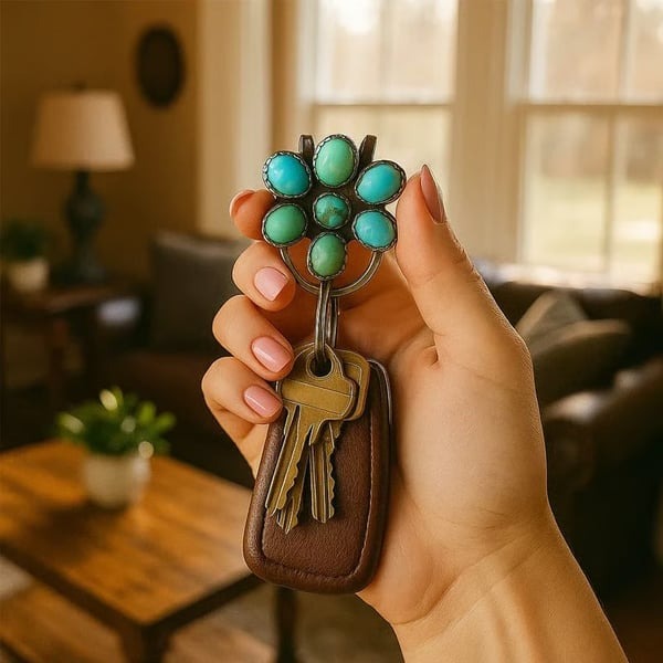 🔥Hot Sale 49%OFF - Turquoise Bloom Bag Clip Key Holder