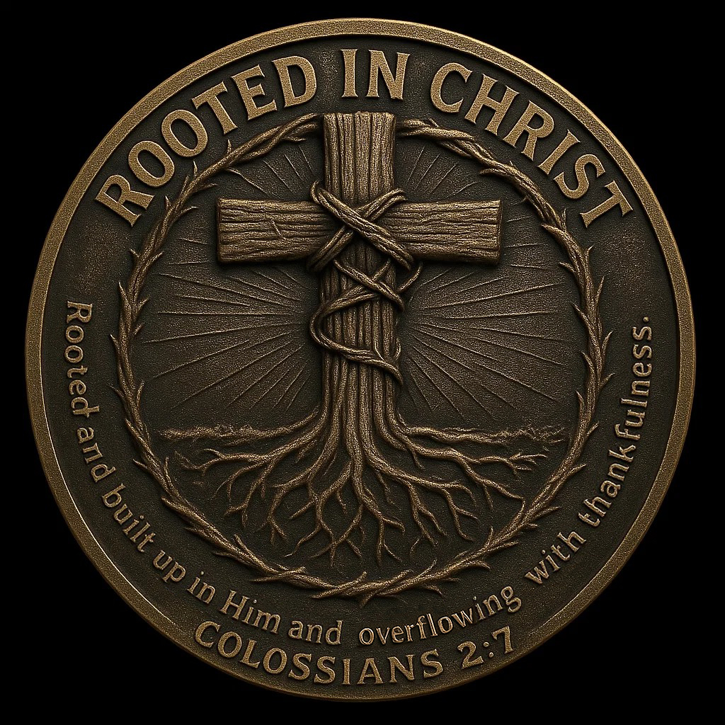ROOTED IN CHRIST — Limited Edition Antique Bronze Challenge Coin
