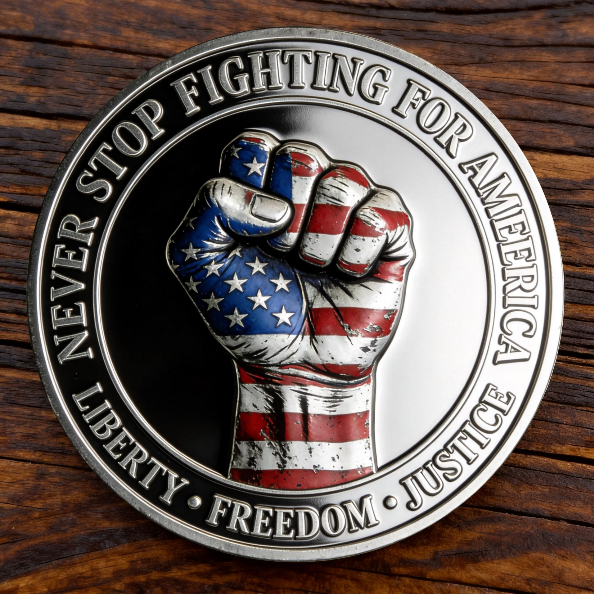 ''TWO SIDES OF AMERICA — AND YOU FEEL BOTH'' Challenge Coin