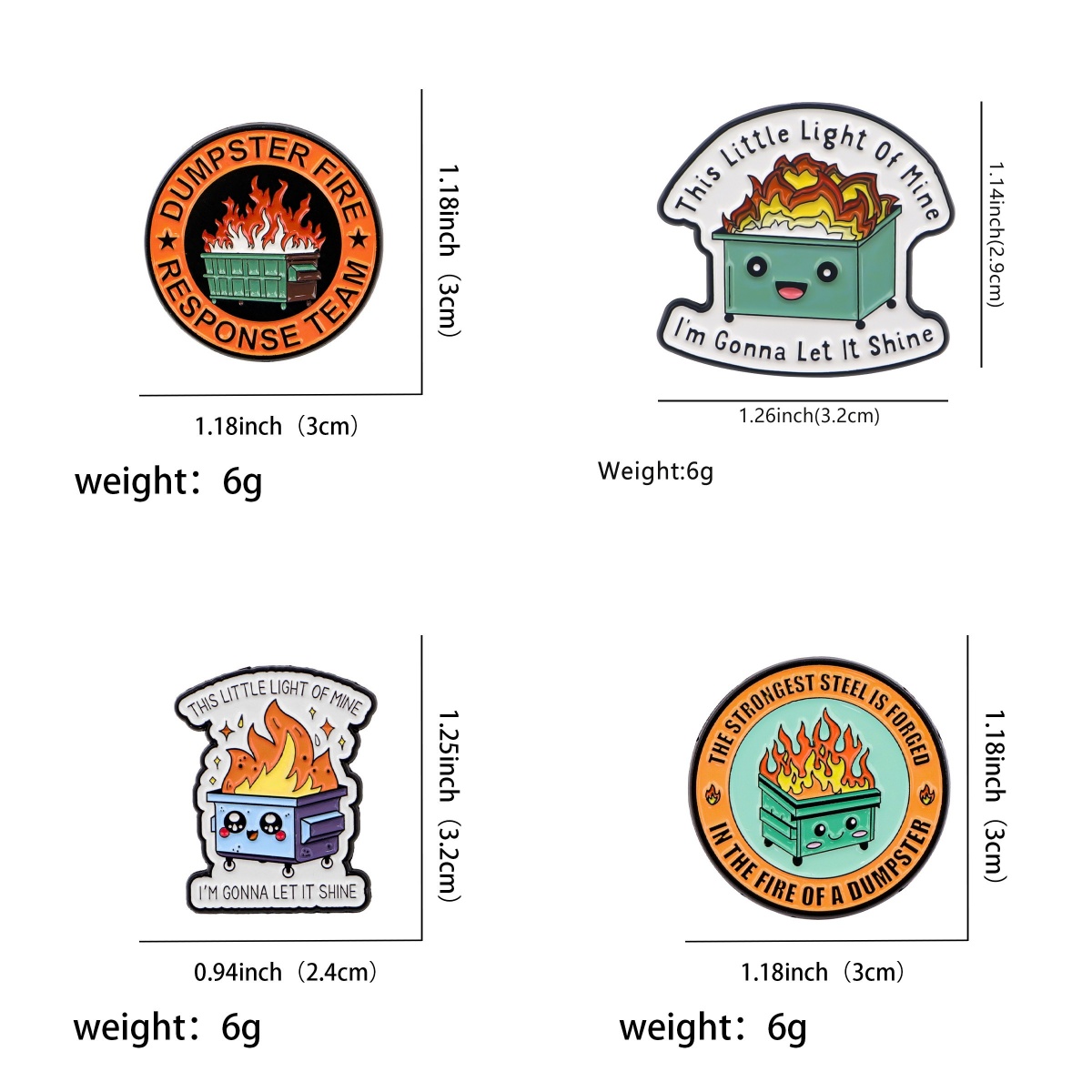 Dustbin Quotes Brooch Cartoon Metal Badge