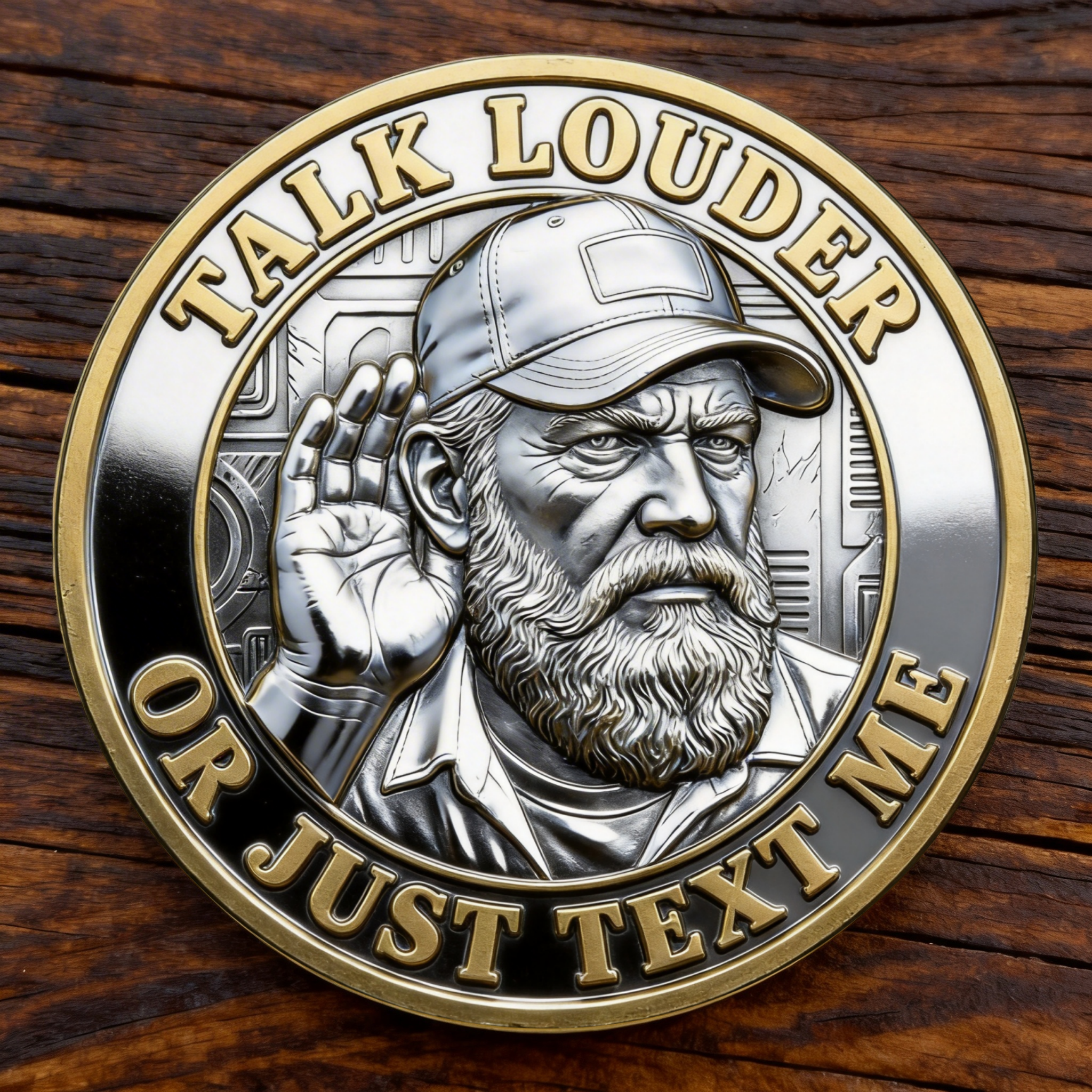 🪙 TALK LOUDER OR JUST TEXT ME  Challenge Coin
