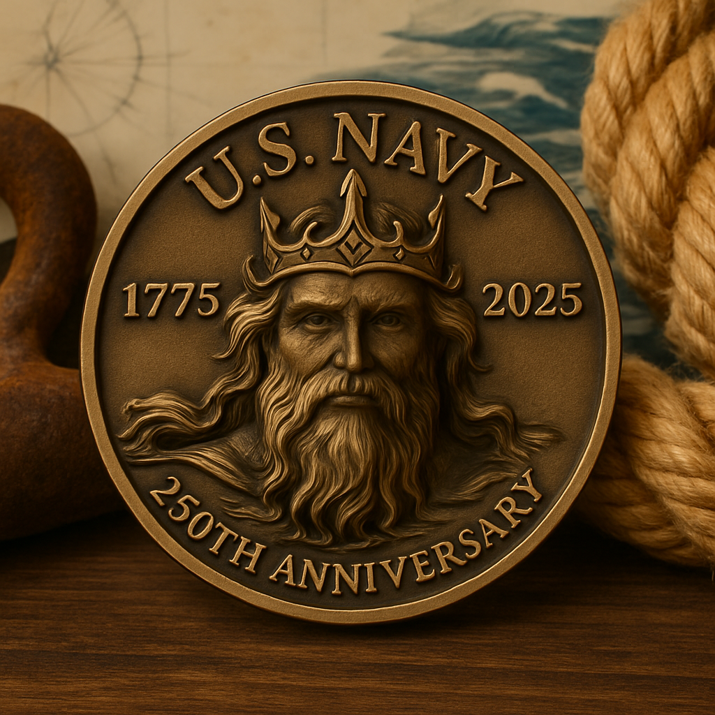 🔥LAST DAY 49% OFF-U.S. Navy 250th Anniversary Poseidon Trident Commemorative Coin