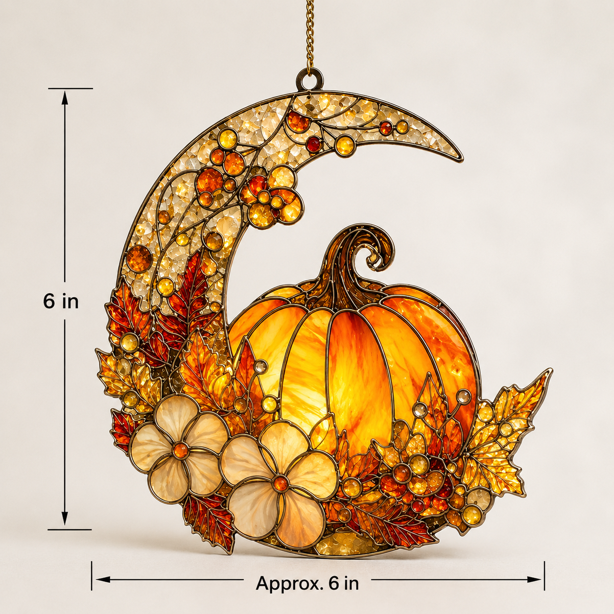 🍂 Autumn Moon Pumpkin Stained Glass Suncatcher 🌙🎃