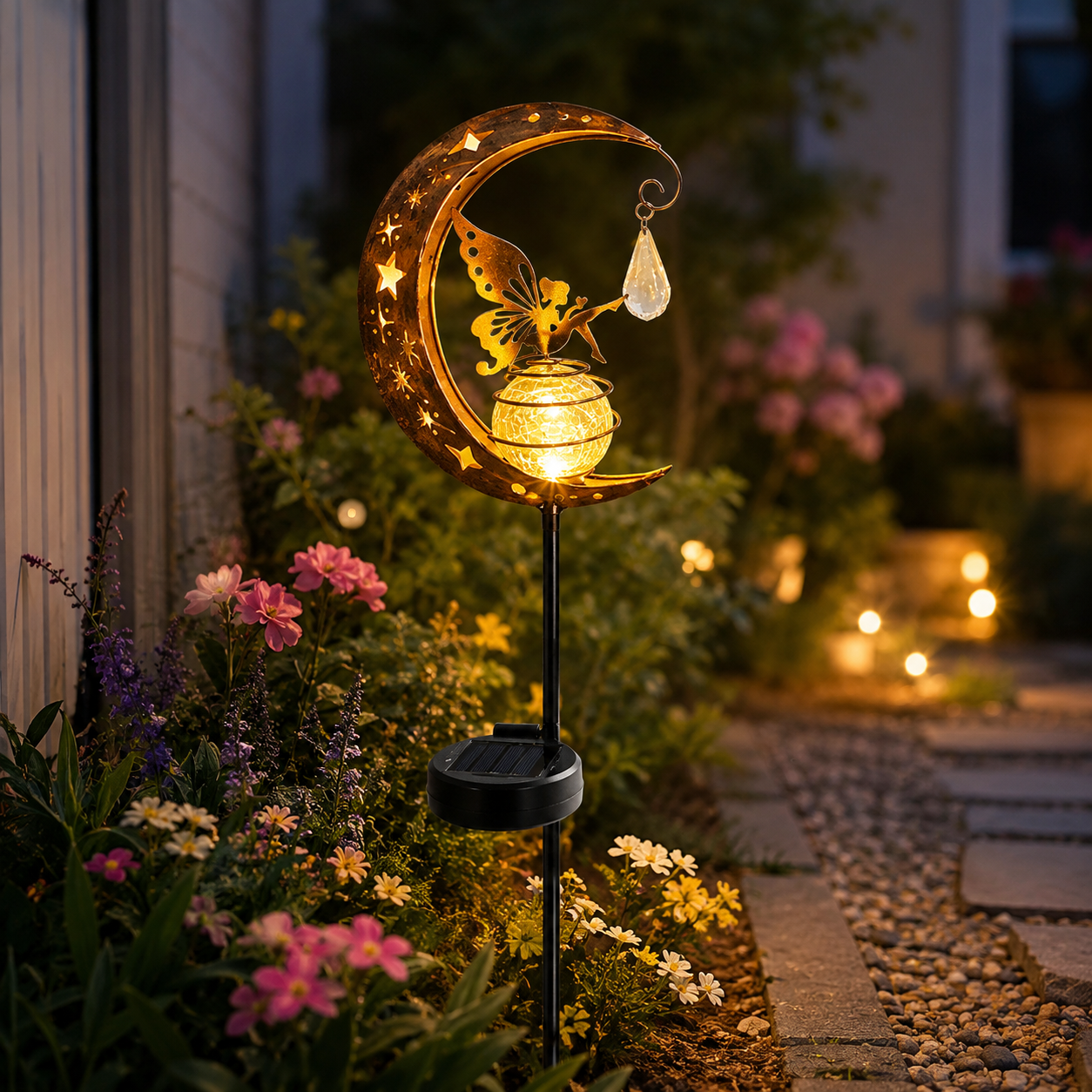 Early Bird Special Sale 49% OFF-🌙 Solar Crescent Moon Fairy Garden Stake Light