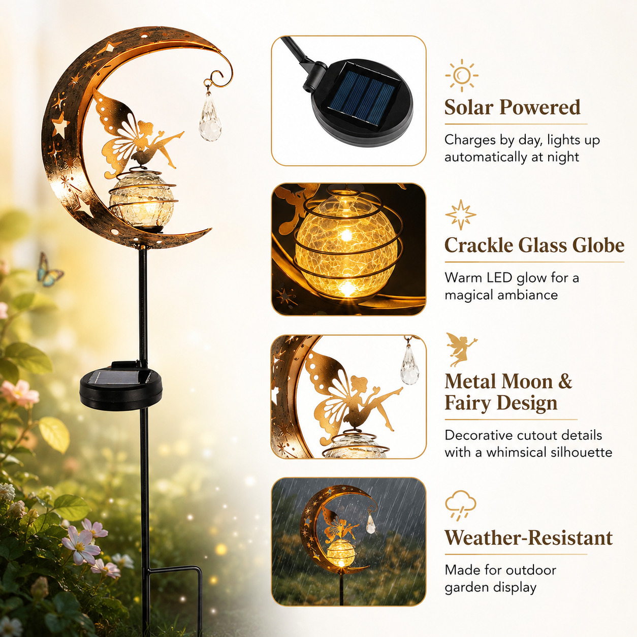 Early Bird Special Sale 49% OFF-🌙 Solar Crescent Moon Fairy Garden Stake Light
