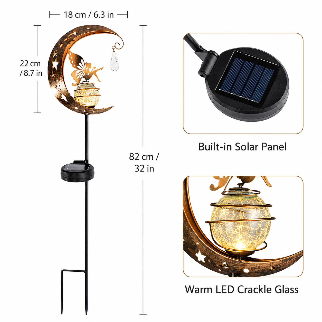 Early Bird Special Sale 49% OFF-🌙 Solar Crescent Moon Fairy Garden Stake Light