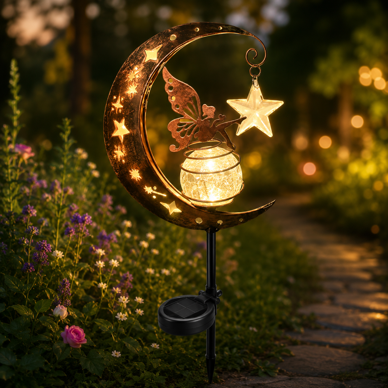 Early Bird Special Sale 49% OFF-🌙 Solar Crescent Moon Fairy Garden Stake Light