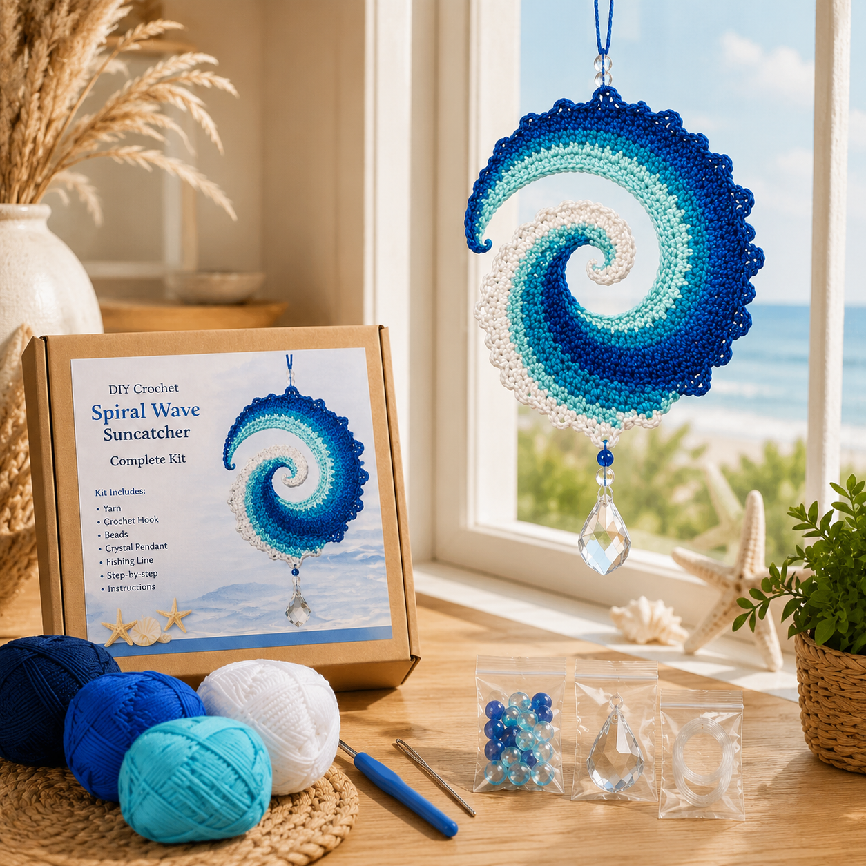 Ocean Wave Crochet Wind Spinner Diy Kit