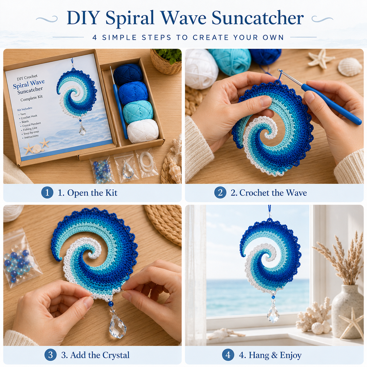 Ocean Wave Crochet Wind Spinner Diy Kit