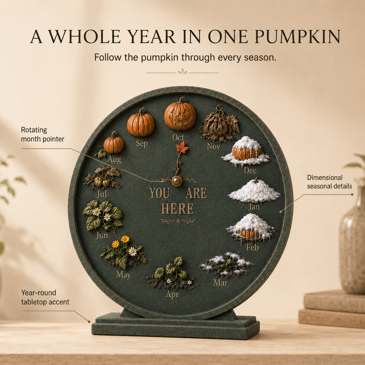 12-Month Pumpkin Seasonal Tabletop Calendar 🎃