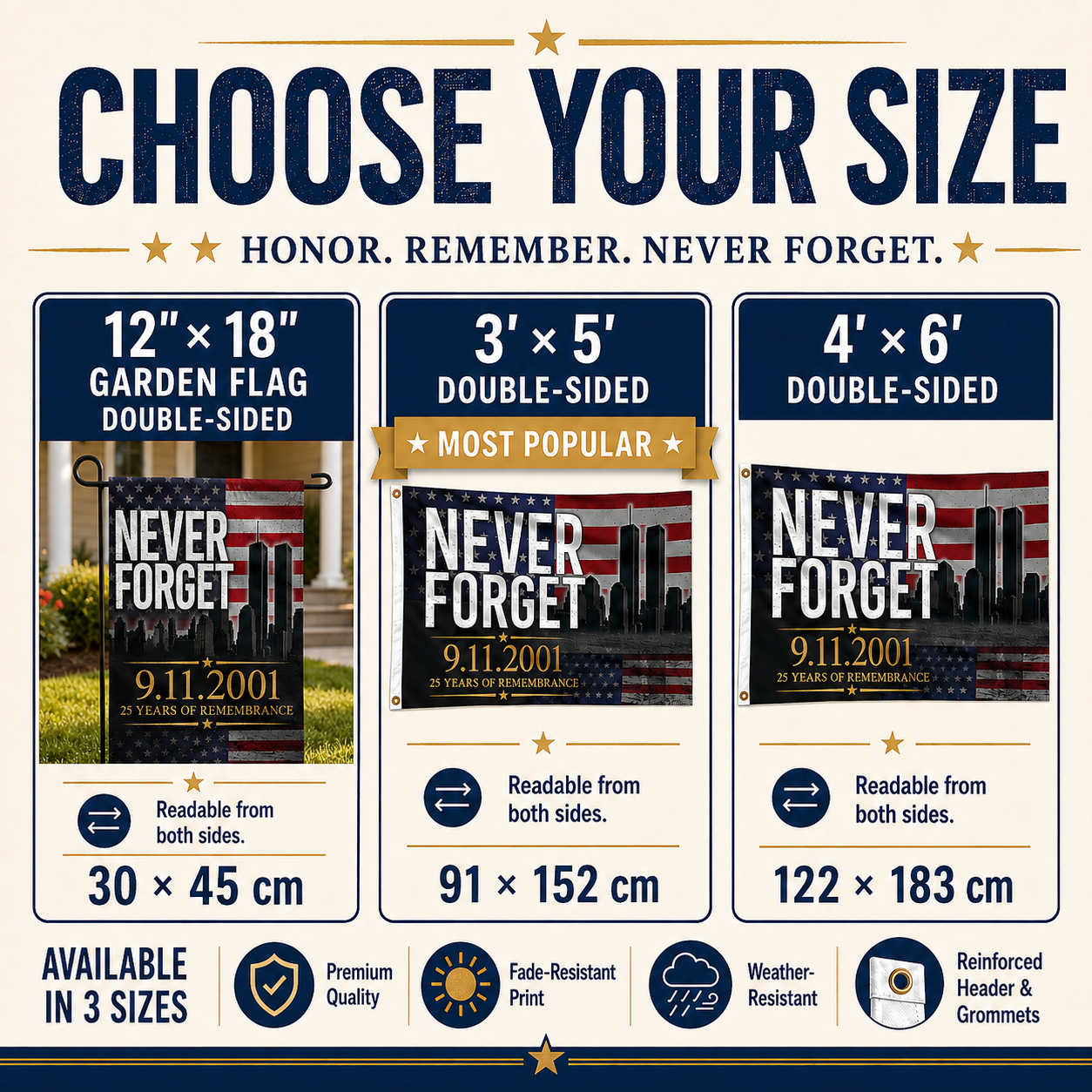 NEVER FORGET 9/11-25th Anniversary Memorial Flag