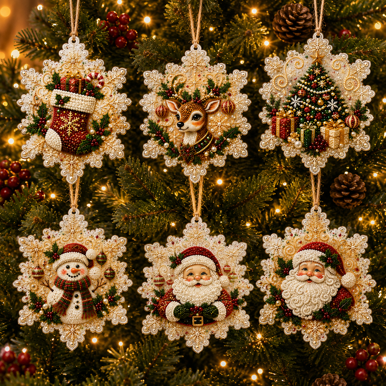 6-Piece Christmas Diamond Painting Ornament Kit 🎄✨