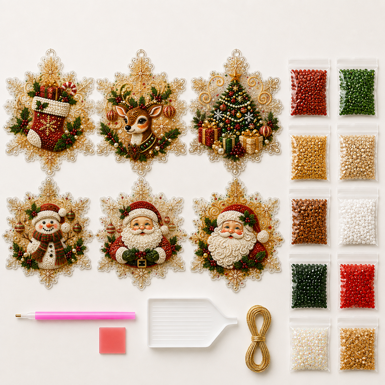 6-Piece Christmas Diamond Painting Ornament Kit 🎄✨