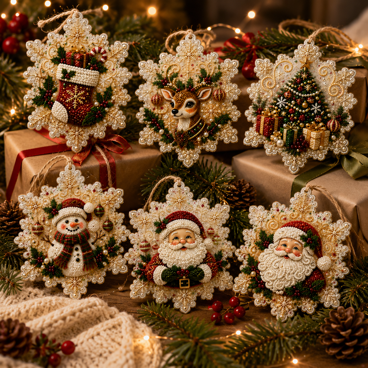 6-Piece Christmas Diamond Painting Ornament Kit 🎄✨