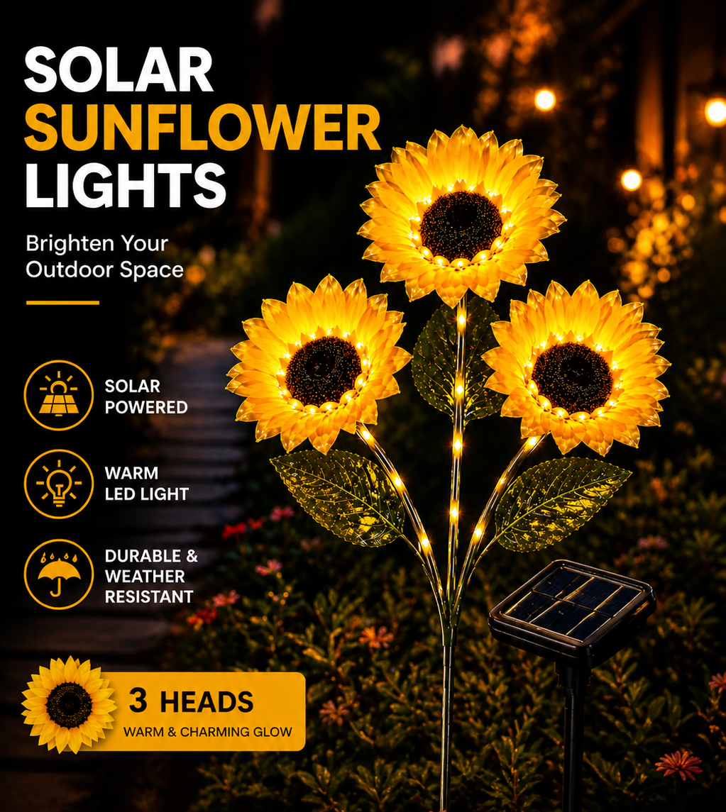 🌻 65K+ SOLD! 2026 UPGRADED Solar Sunflowers – Hyper-Realistic Petals, Stunning Shadow Projections & Dusk-to-Dawn Garden Mag