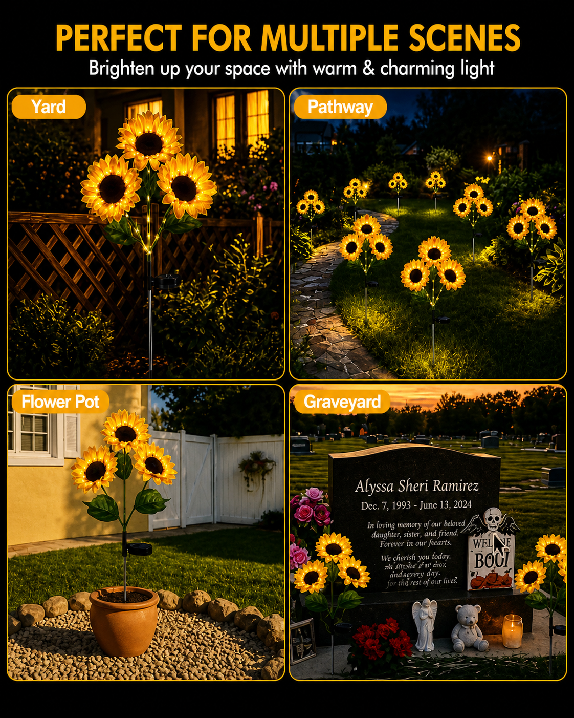 🌻 65K+ SOLD! 2026 UPGRADED Solar Sunflowers – Hyper-Realistic Petals, Stunning Shadow Projections & Dusk-to-Dawn Garden Mag