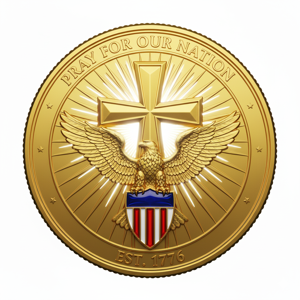 ⭐ AMERICA PRAYS™ — Bright-Gold Holy Light Commemorative Coin