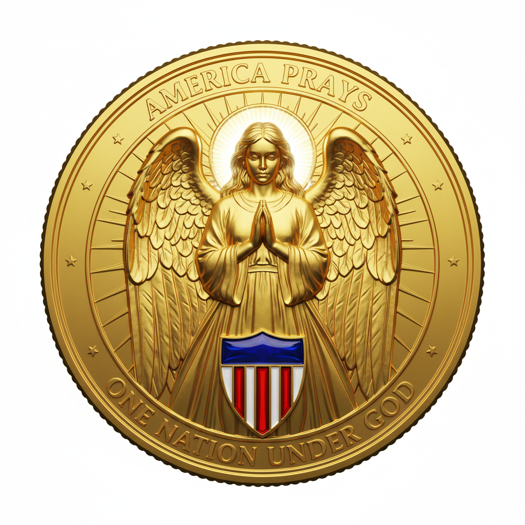 ⭐ AMERICA PRAYS™ — Bright-Gold Holy Light Commemorative Coin