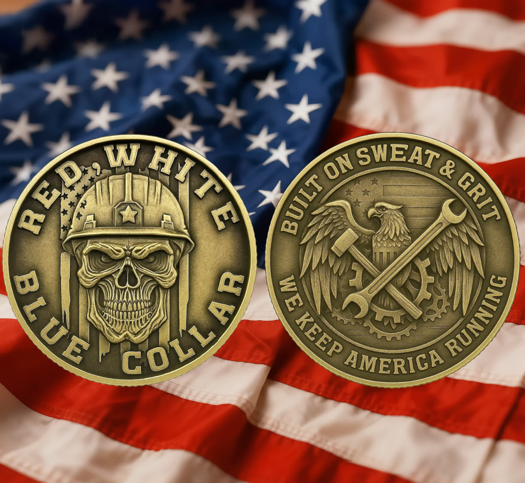 🔧 Red, White & Blue Collar — Patriotic Worker’s Coin