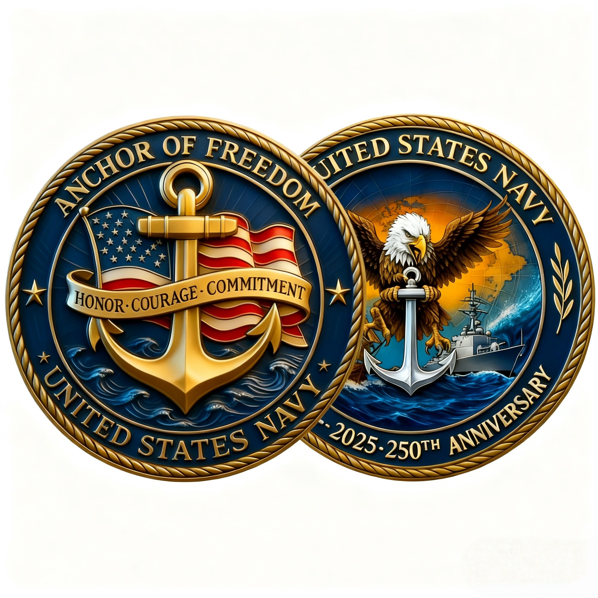 🔥Last Day 49% OFF⚓ U.S. Navy 250th Anniversary Commemorative Coin – 1775–2025