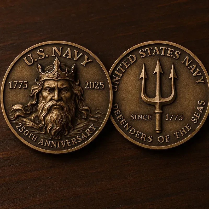  U.S. Navy 250th Anniversary Poseidon Trident Commemorative Coin