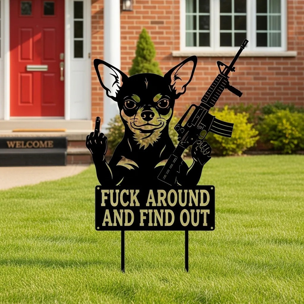 Funny Middle Finger Iron Dog Sentry - The Ultimate Guard Dog With Attitude! 🐾🖕