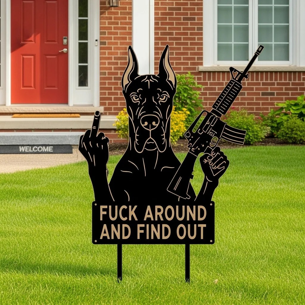 Funny Middle Finger Iron Dog Sentry - The Ultimate Guard Dog With Attitude! 🐾🖕