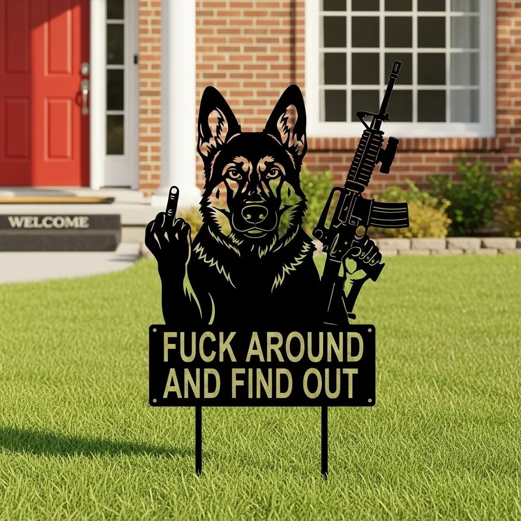 Funny Middle Finger Iron Dog Sentry - The Ultimate Guard Dog With Attitude! 🐾🖕