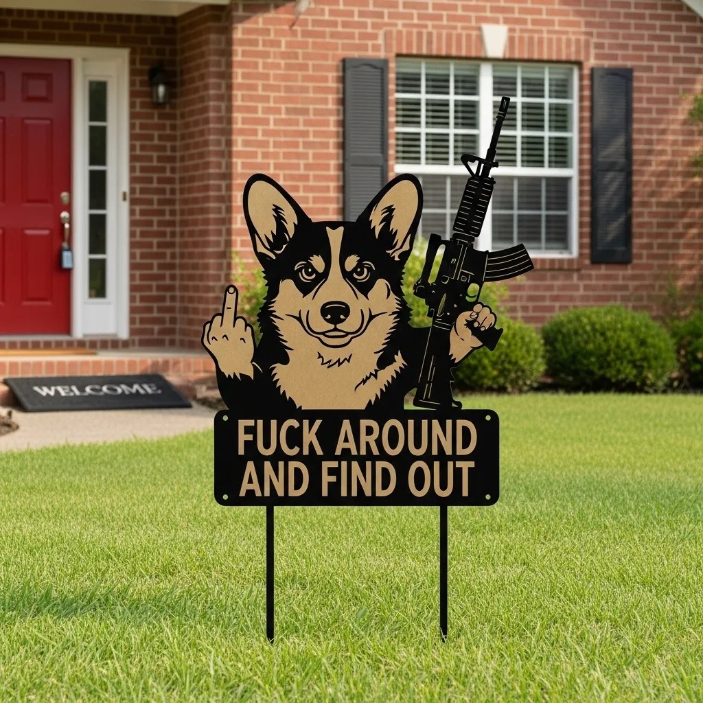 Funny Middle Finger Iron Dog Sentry - The Ultimate Guard Dog With Attitude! 🐾🖕