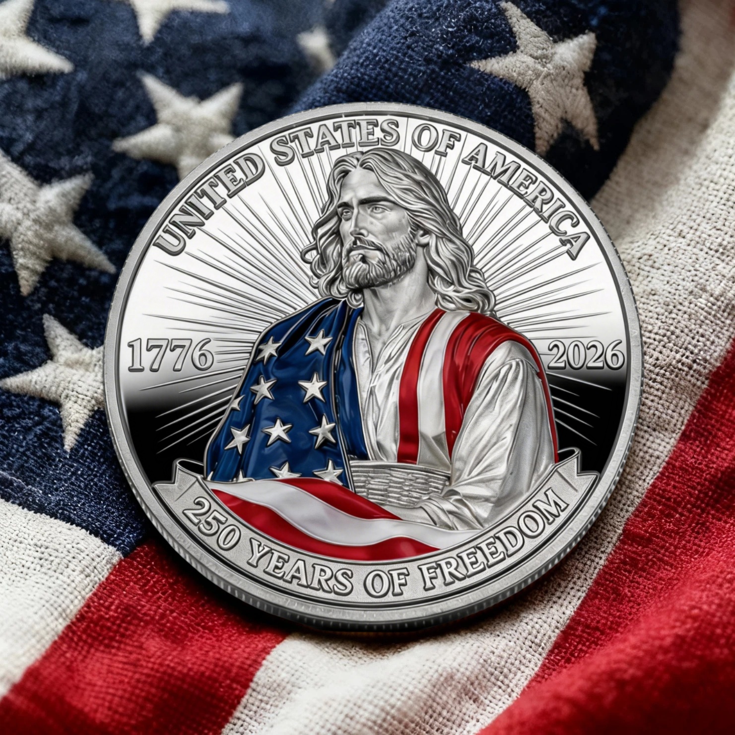 🎄New Year Sale 50% OFF🔥✨ THE 250TH ANNIVERSARY JESUS & FREEDOM COMMEMORATIVE COIN SILVER