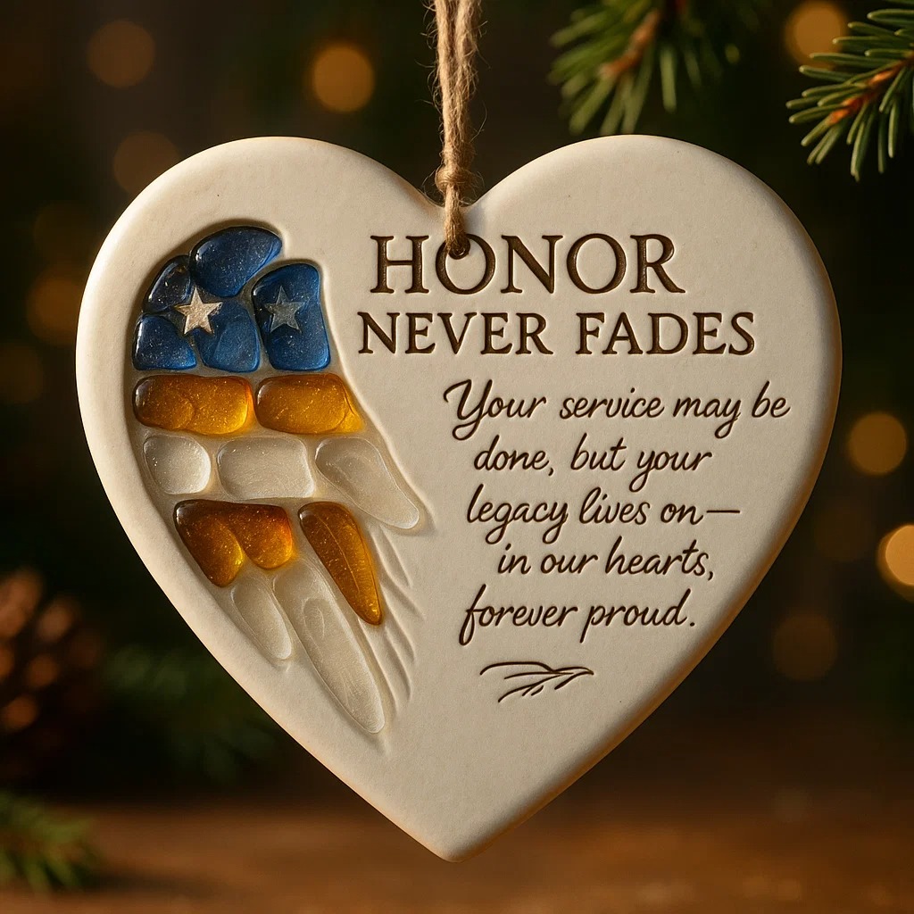 🌲Christmas & Veterans Day Gift💙 SEA GLASS OF HONOR — Heart-Shaped Veteran Keepsake Ornament