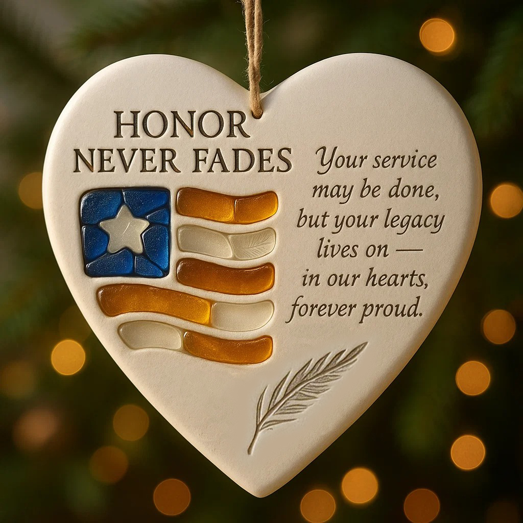 🌲Christmas & Veterans Day Gift💙 SEA GLASS OF HONOR — Heart-Shaped Veteran Keepsake Ornament