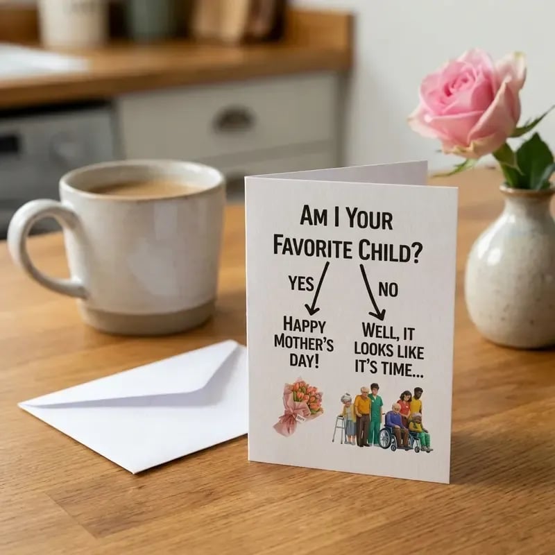 💐Mother's Day Sale❤️Funny Mother's Day Card with Blank Inside and Envelope