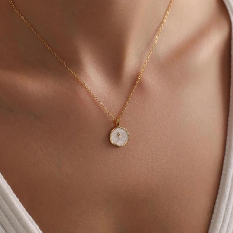 🔥LAST DAY 49% OFF🔥 14K Gold Plated Cross Necklace for Women - Dainty Simple 14k Gold Plated Cross Pendant with Cubic Zirconia Gem