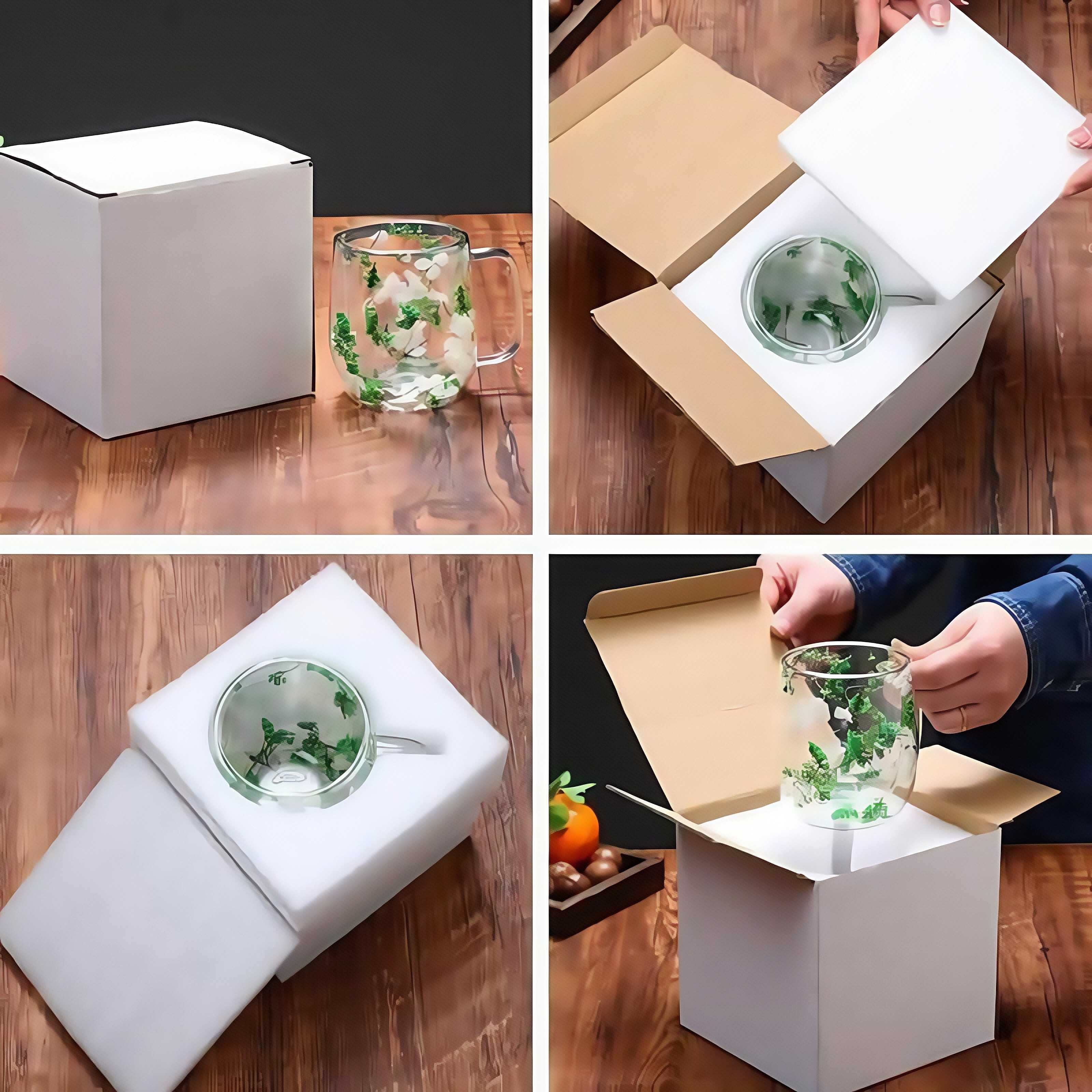 Double Glass Flower Tea Cup