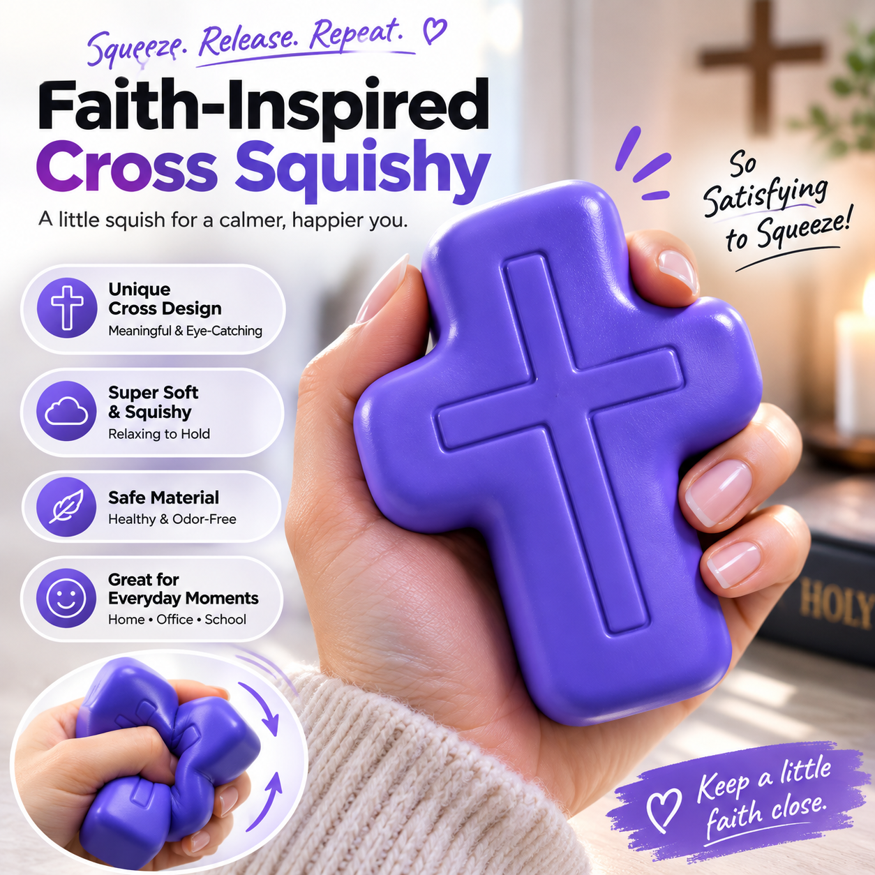 ✝️ Faith-Inspired Cross Squishy
