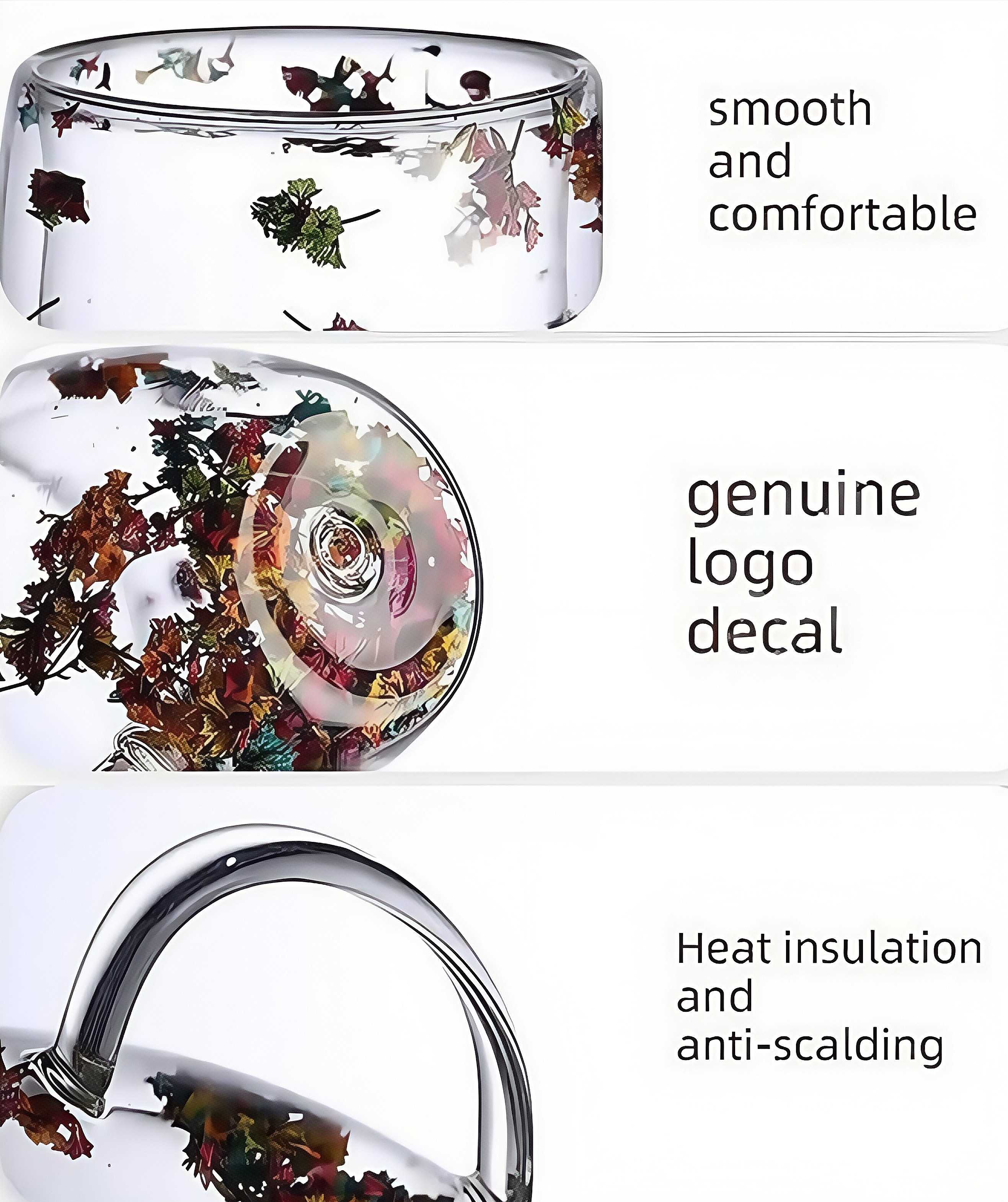 Double Glass Flower Tea Cup