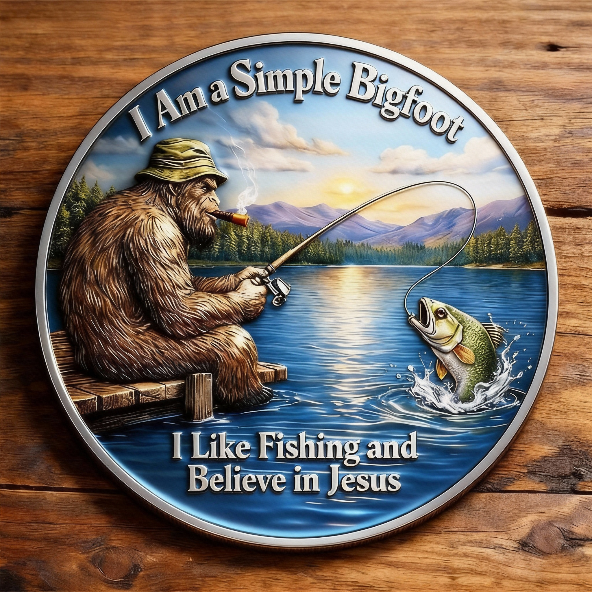 🏆New Year 60% OFF- Bigfoot Christian Coin – I Like Fishing and Believe in Jesus Coin