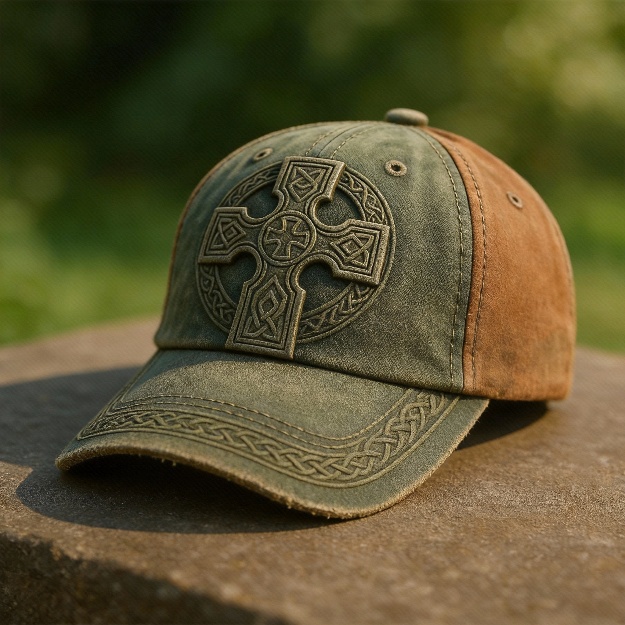 💐Celtic Cross St. Patrick’s Day Heritage Cap – Distressed Irish Green (Buy 2 Free Shipping)💐