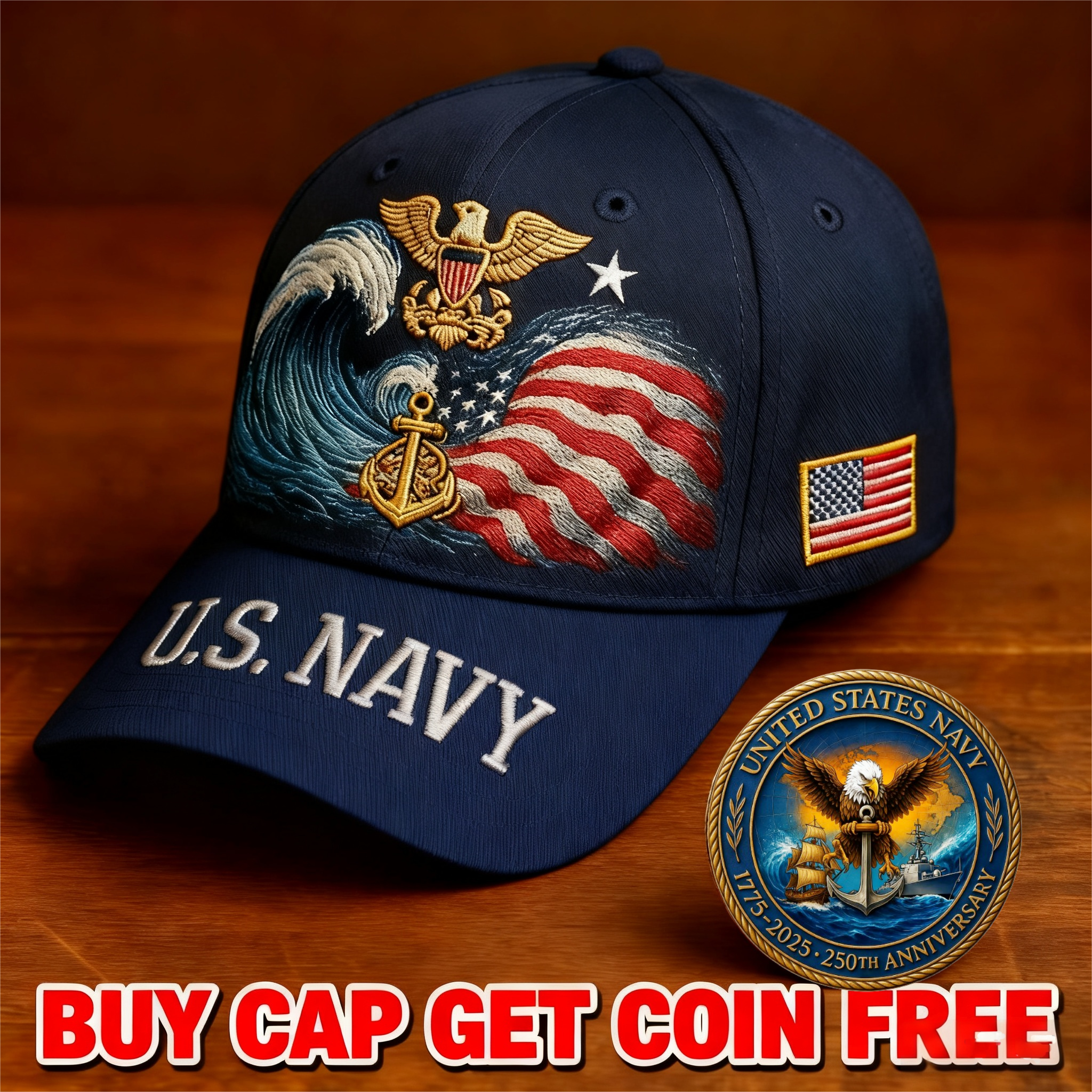🔥Last Day 49% OFF-U.S. Navy Heritage Cap – Where Pride Meets Style (BUY 1 GET 1 COIN FREE)