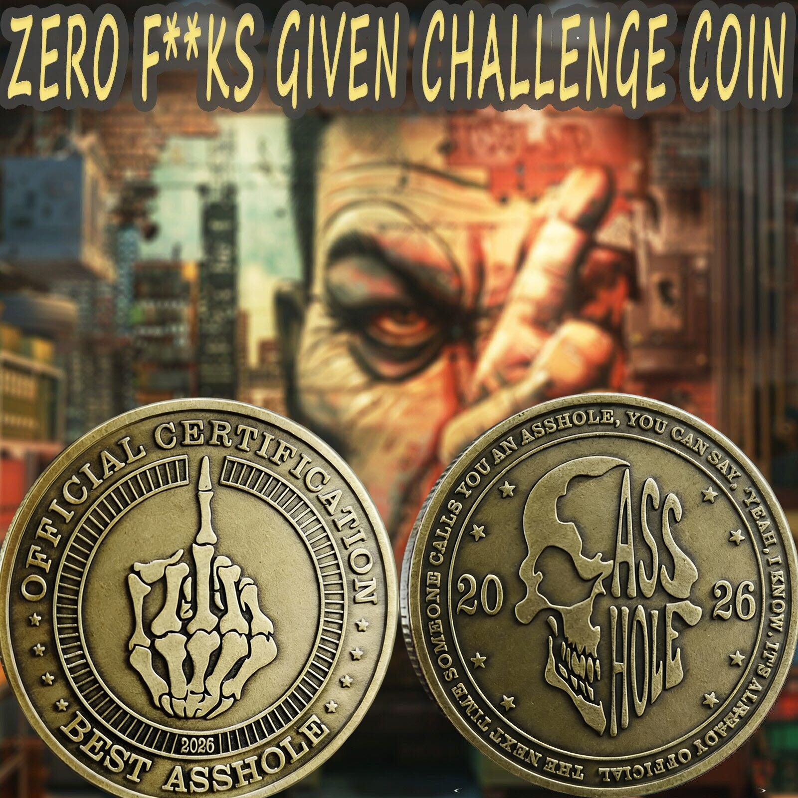 🎄Christmas Sale 50% OFF🔥Funny Official Certification Best A**hole Challenge Coin